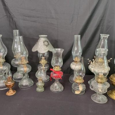 Antique & Vintage Oil Lamp Collection | Glass & Brass Lamps with Chimneys