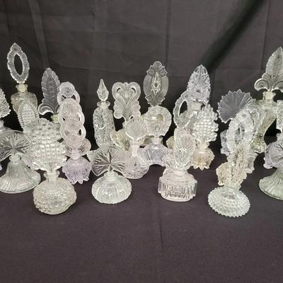 Antique Glass Perfume Bottles with Ornate Stoppers #1