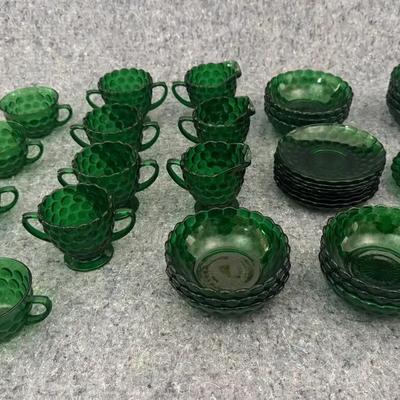 Forest Green Hobnail Glass Collection | Depression Glass | Cups, Bowls & Plates 
