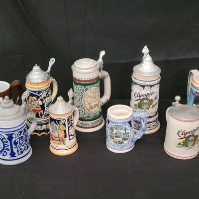 German Beer Steins Lot – Avon, Gerz, Gerzanker & Collectible Lidded Steins | Pewter Tops & Music Box