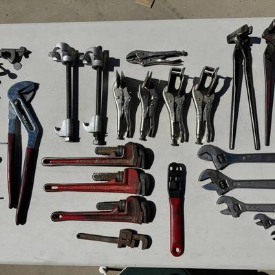 Adjustable Crescent Wrench, Vise Grip Clamp, Coil Spring Strut Remover And More