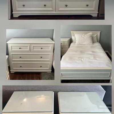 2 Bedroom Dressers, Nightstands, Mirror, and Full-Size Bed Frame (Mattress and Bedding Not Included)
