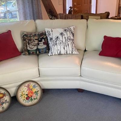Smith brothers white leather sofa 