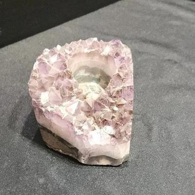 Amethyst Cluster Crystal Tea Light Candle Holder