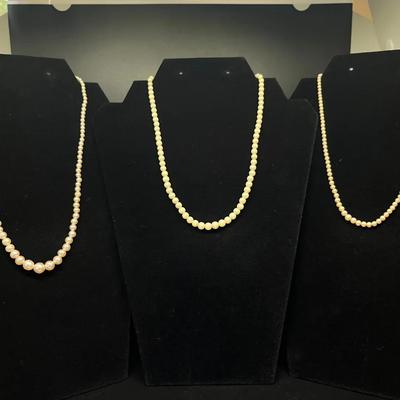 3 Graduated Faux Pearl Necklaces