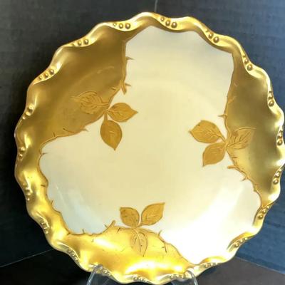 Limoges Gold Encrusted Floral Pattern China Plate