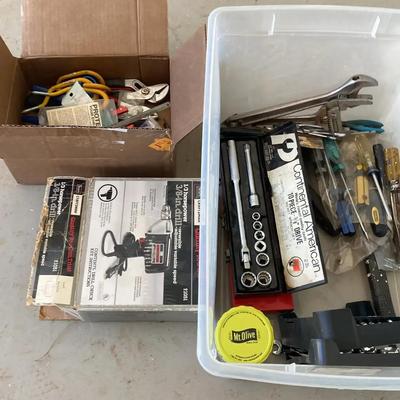 Assortment Of Tools:  Wrenches, Pliers and Ryobi Drill