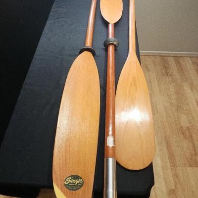 Various Wooden Oars And Paddles, Sawyer And Beavertail