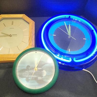 Various Clocks, Including Light Up Clock