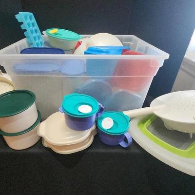 Various Tupperware Containers And Colanders 