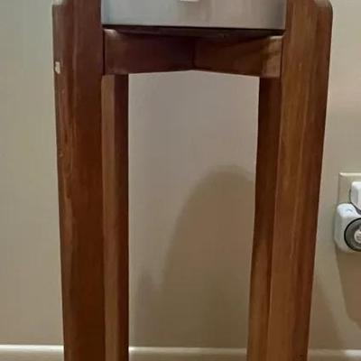 Red Chili Pepper Ceramic Water Dispenser on Wooden Stand - No Lid