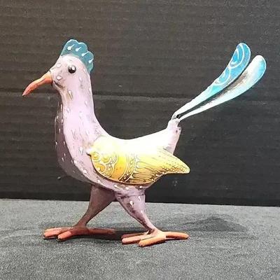 Colorful Metal Bird Sculpture, Handmade