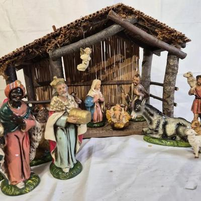 Unique Vintage Italian Hand-Painted Nativity Set