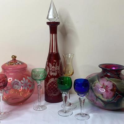 High End Glass Lot #2 Mostly Cranberry Glass