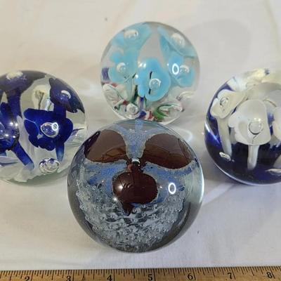 Unique Floral Glass Paperweights Lot #2
