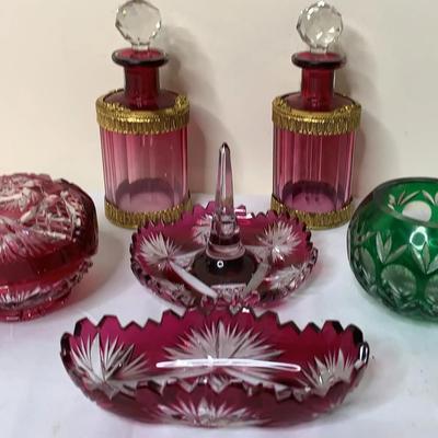 Vintage Cut To Clear Glass Vanity Items 