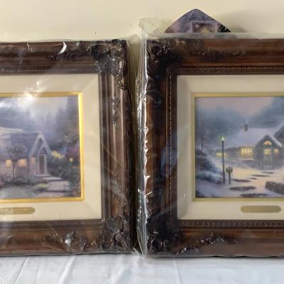 Limited Edition Thomas Kinkade Prints; Home For The Evening & Cedar Nook Cottage