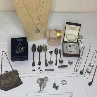 Sterling and Gold Lot: Jewelry, Etc + Scrap