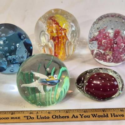 Unique Bubbly Glass Paperweights Lot #1