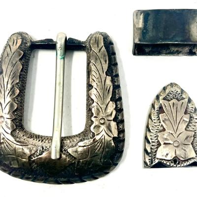 Sterling Silver Belt Buckle Set from Mexico