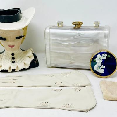 (4) MCM Signed Nichols Vase and Accessories from Walborg, Van Raalte and More! 