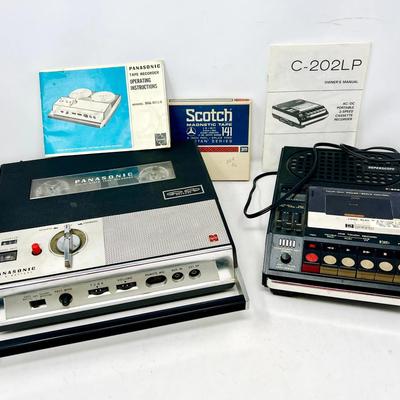 (2) Vintage Panasonic Reel to Reel Tape Recorder and Marantz Cassette Player