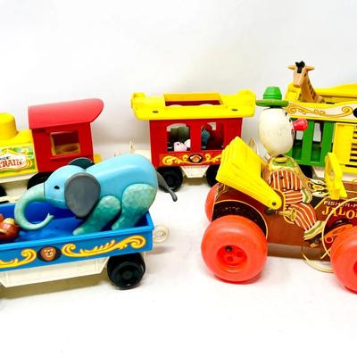 Fisher Price Vintage Circus Train and Jalopy Pull Toy