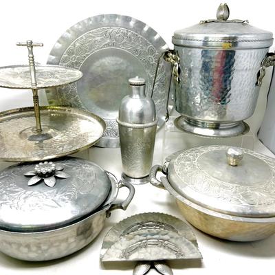 (9) Hand Forged Aluminum Serve Ware.