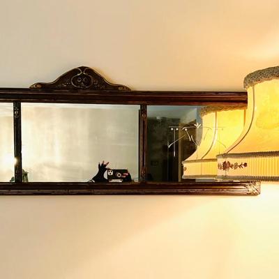 (2) Vintage Floor Lamp and Antique Etched Wall Mirror.