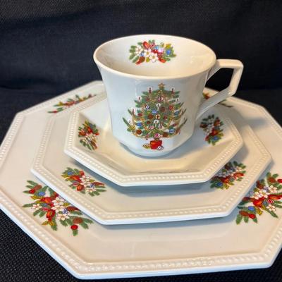 Collection Of Fairfield Christmas China & Glassware