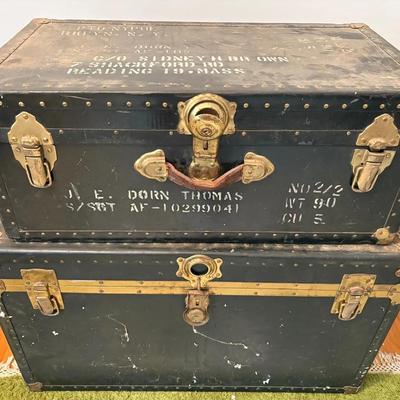 Two Footlocker Style Travel Trunks