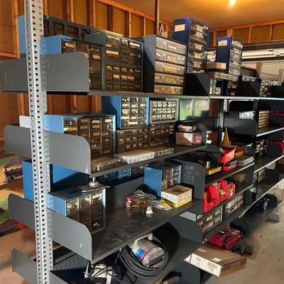 Commercial Shelving Units With Double Sided Free-Standing Posts And 45 Shelves 