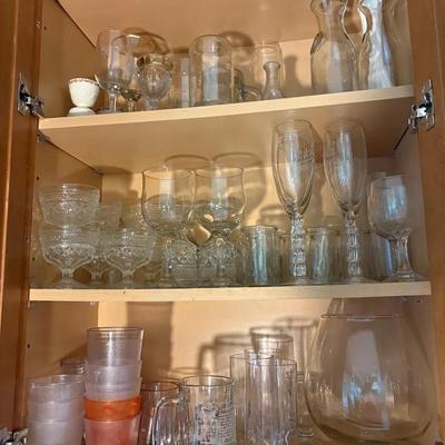 Two Cabinets Of Kitchen Glassware
