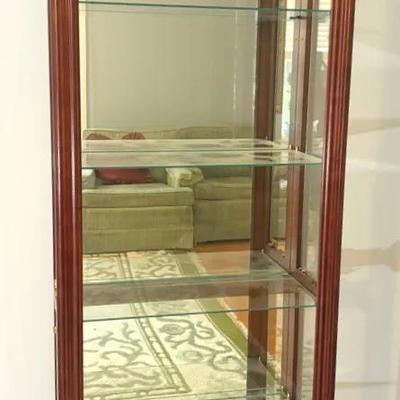 Glass Front, Mirrored Back, Side Entrance Curio Display Cabinet
