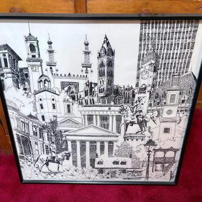 1981 Framed Scarf Of Downtown Richmond Virgina