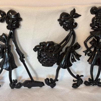 Three Piece Sexton Cast Wall Art, & Cast Beetle Door Stop