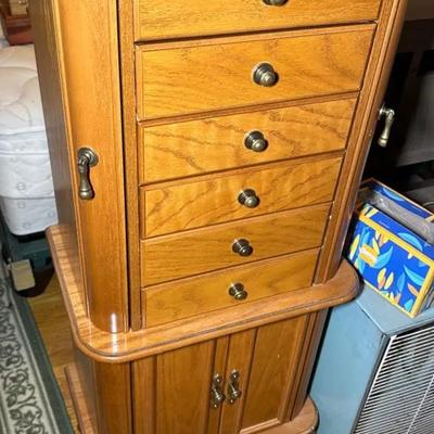 Standing Wooden Jewelry Cabinet