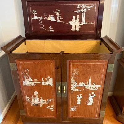 Asian Style Chest/Cabinet With Mother Of Pearl Inlay 