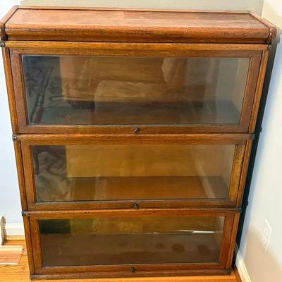 Barrister Style Enclosed Glass Front Three Tier Bookcase 