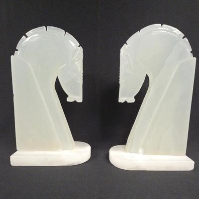 HST229 - Pair of Carved Alabaster Bookends