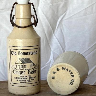 Ginger Beer Bottle & G R S Water Co Jug 