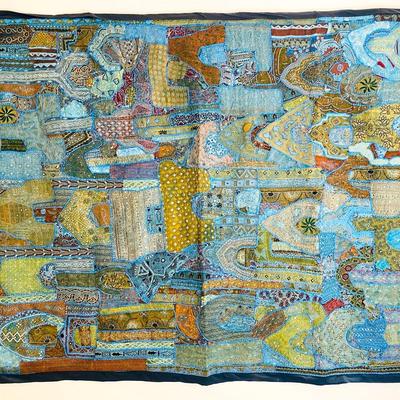 Vintage Indian Embroidered Tapestry 