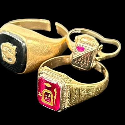 10k Scrap Fraternal Rings w/Ruby & Onyx (14.25g)