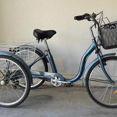   Blue Tricycle With Vegetable Basket 