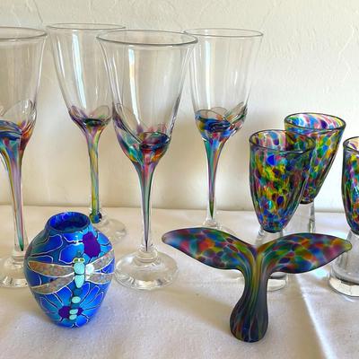 Signed Rainbow Handblown Glass 