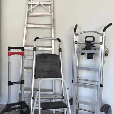 Ladders Big & Small Plus Cosco “Big job” Hand Truck 