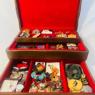 Vintage Box Filled With Costume Jewelry 