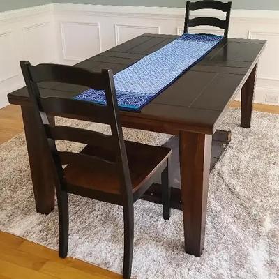 Dining Table With Two Chairs, Leaf, And Runner