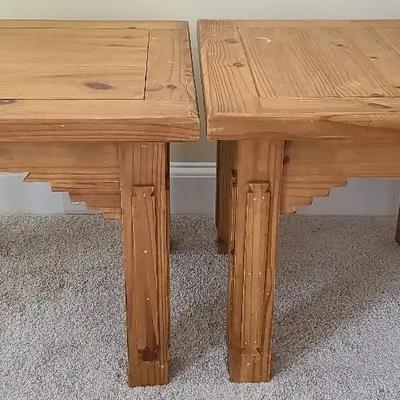 Pair of Southwestern Style Wooden End Tables