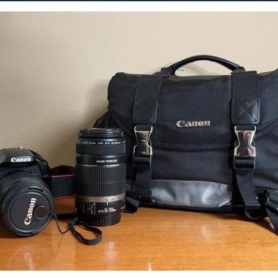 Canon Rebel XSI, Bag, Two Lenses (EFS 55-250mm, EFS 18-55mm), TESTED